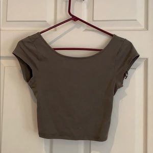 American Eagle  Olive Cross Back Crop Top